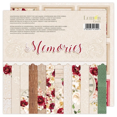 Suur paberiplokk Memories 30,5x30,5cm, 6 kahepoolset lehte+boonusleht, 250gsm