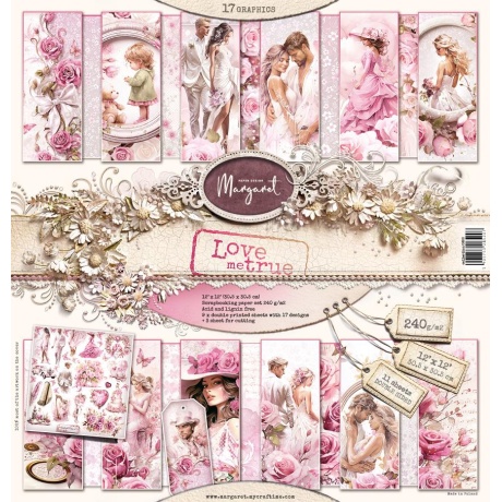 Disainipaberi plokk Margareth - Violet Whisper, 30,5x30,5cm, 240g/m2