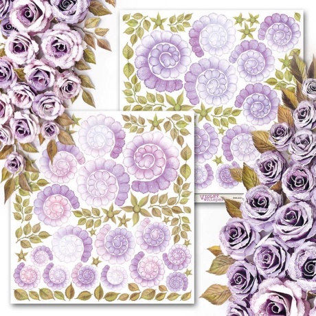 Väljalõigete paber Violet Whisper Roses 30,5x30,5cm, 240g/m2