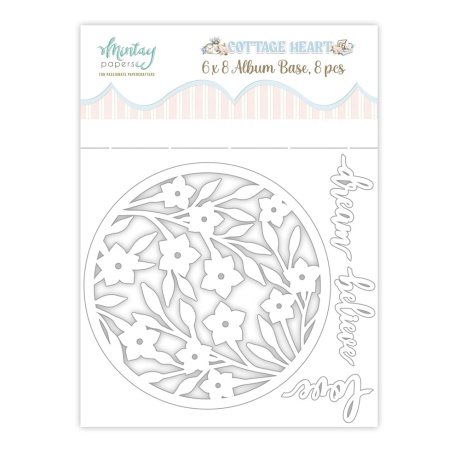 Albumitoorik - Cottage Heart - 7 papimassist lehte + 1 chipboardidega leht ( 1,55mm), 15,2x20,3cm, Mintay