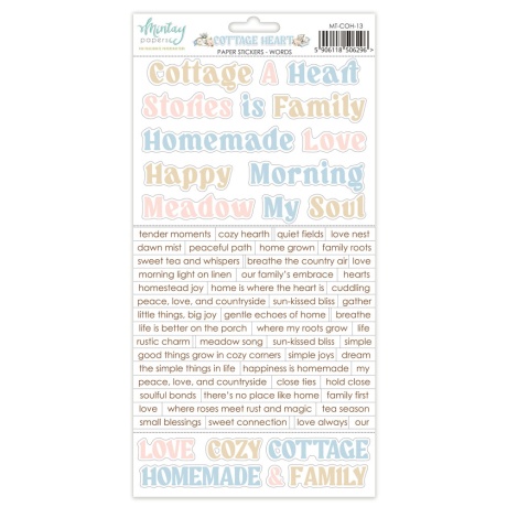 Paberkleepsud - Cottage Heart - Words 15,2 x30,5cm lehel, 250gsm, Mintay