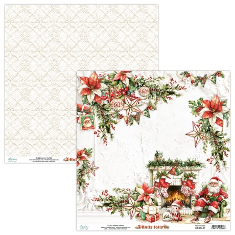 Kahepoolne disainipaber - Holly Jolly 01 - 30,5x30,5cm, 250gsm, Mintay