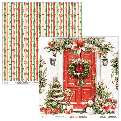 Kahepoolne disainipaber - Holly Jolly 02 - 30,5x30,5cm, 250gsm, Mintay