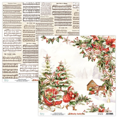 Kahepoolne disainipaber - Holly Jolly 03 - 30,5x30,5cm, 250gsm, Mintay