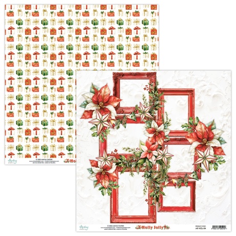 Kahepoolne disainipaber - Holly Jolly 04 - 30,5x30,5cm, 250gsm, Mintay