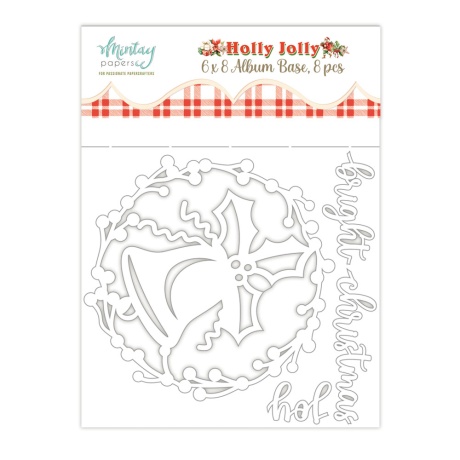 Albumitoorik - Holly Jolly - 7 papimassist lehte + 1 chipboardidega leht ( 1,55mm), 15,2x20,3cm, Mintay