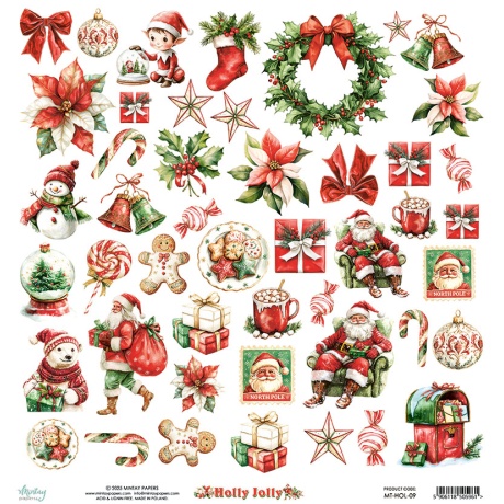 Valjaloigete leht- Holly Jolly 07 boonusleht - 30,5x30,5cm, 250gsm, Mintay