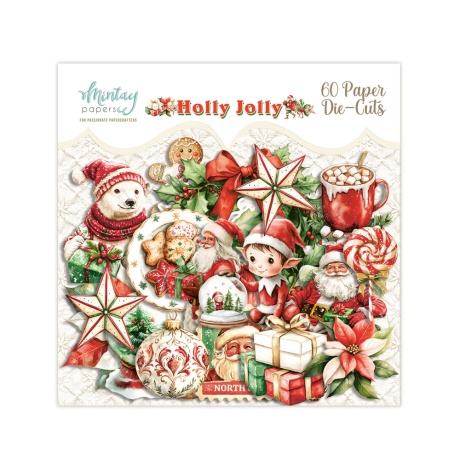 Paberist väljalõigete komplekt Holly Jolly, 60 tk, Mintay