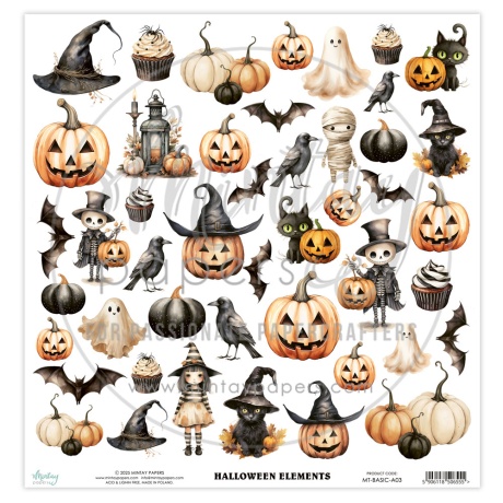 Mintay Basic -  väljalõigete leht - Elements - Halloween, 30,5x30,5cm, 250gsm, Mintay