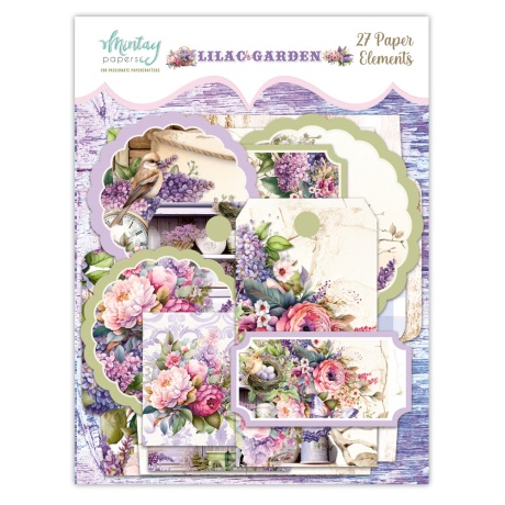 Väljalõigete komplekt (etiketid ja ümbrikud) Lilac Garden (27 tk)