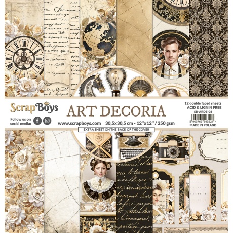 Suur paberplokk Art Decoria 30,5x30,5cm, 12 kahepoolset lehte+ boonusleht, 250gsm