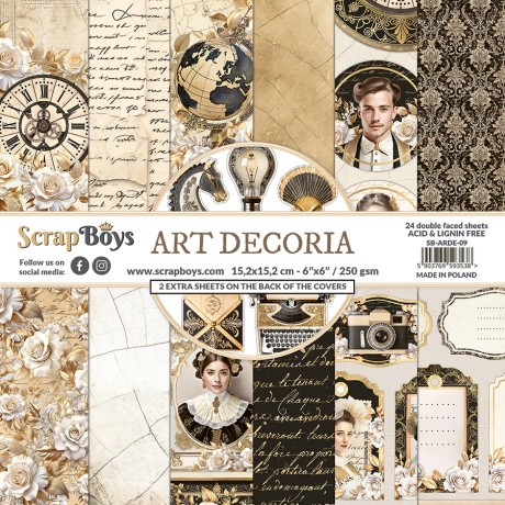 Paberiplokk Art Decoria 15,2x15,2cm, 24 kahepoolset lehte+boonusleht, 250gsm