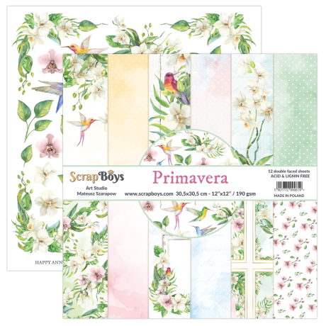 Suur paberplokk Primavera30,5x30,5cm, 12 kahepoolset lehte+ boonusleht, 190gsm