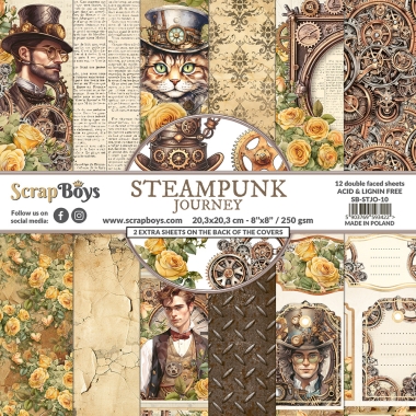 Paberiplokk Steampunk Journey 20,3x20,3cm, 12 kahepoolset lehte+boonusleht, 250gsm