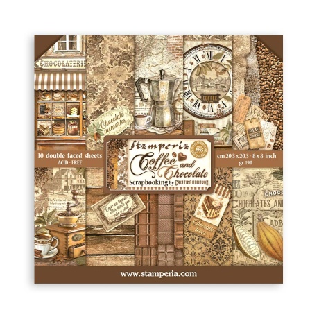 Scrapbooking Small Pad 10 sheets cm 20,3x20,3 [8"x8"] - Coffee And Chocolate Background Selection