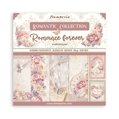 Scrapbooking Small Pad 10 sheets cm 20,3x20,3 [8"x8"] - Romance Forever