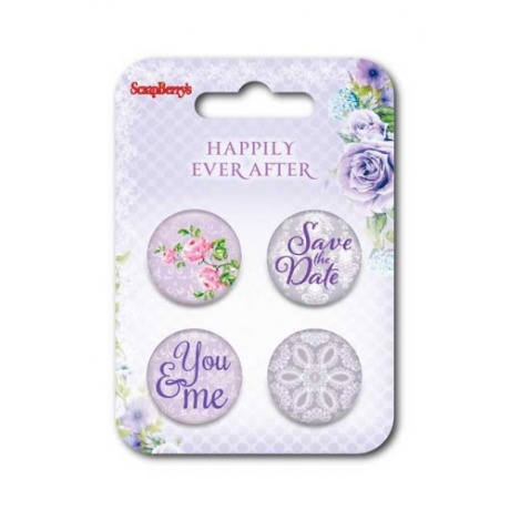 Happily ever after  2 kleebitavad ringikujulised kaunistused 4tk, metallist, 2,5cm