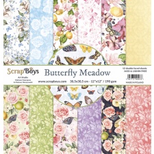 Suur paberplokk Butterfly Meadow 30,5x30,5cm, 12 kahepoolset lehte+ boonusleht, 250gsm