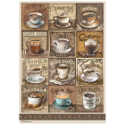 Scrapbooking Double face sheet - Coffee and Chocolate tags with cups
